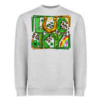 Heather Grey lucky horseshoe st patricks day leopard frame Heavyweight Sweatshirt - LillyAllenDesigns