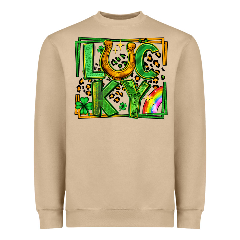 Lucky Horseshoe St Patricks Day Leopard Frame Heavyweight Sweatshirt by LillyAllenDesigns | Teevron