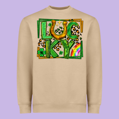 Lucky Horseshoe St Patricks Day Leopard Frame Heavyweight Sweatshirt Designed By Lillyallendesigns