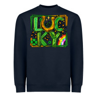 Navy lucky horseshoe st patricks day leopard frame Heavyweight Sweatshirt - LillyAllenDesigns