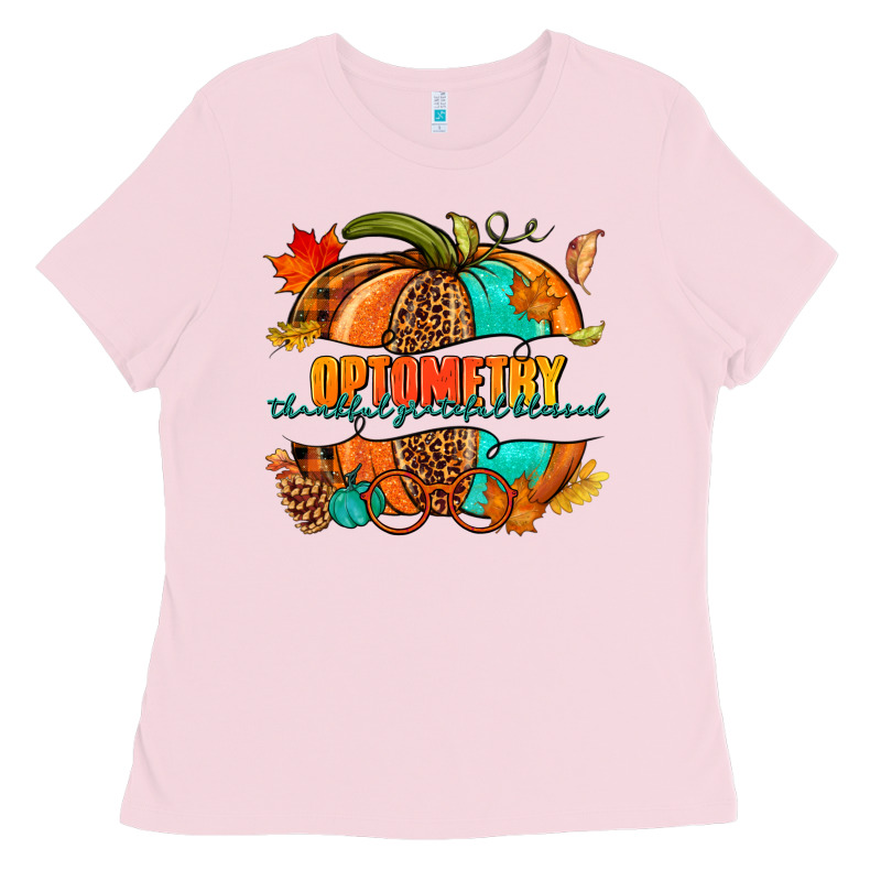Optometry Thankful Grateful Blessed Pumpkin Ladies Tee by NancyCooperArtShop | Teevron