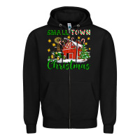 Black Small Town Christmas Zipper Hoodie - Artiststas