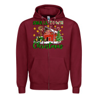 Burgundy Small Town Christmas Zipper Hoodie - Artiststas