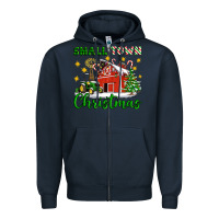 Navy Small Town Christmas Zipper Hoodie - Artiststas