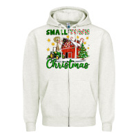 Oatmeal Heather Small Town Christmas Zipper Hoodie - Artiststas