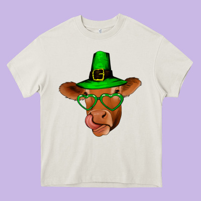 St Patricks Day Cow Heavy Core Tee Designed By Bettercallsaul