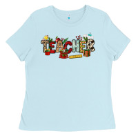 Baby Blue Christmas Teacher Ladies Tee - NancyCooperArtShop