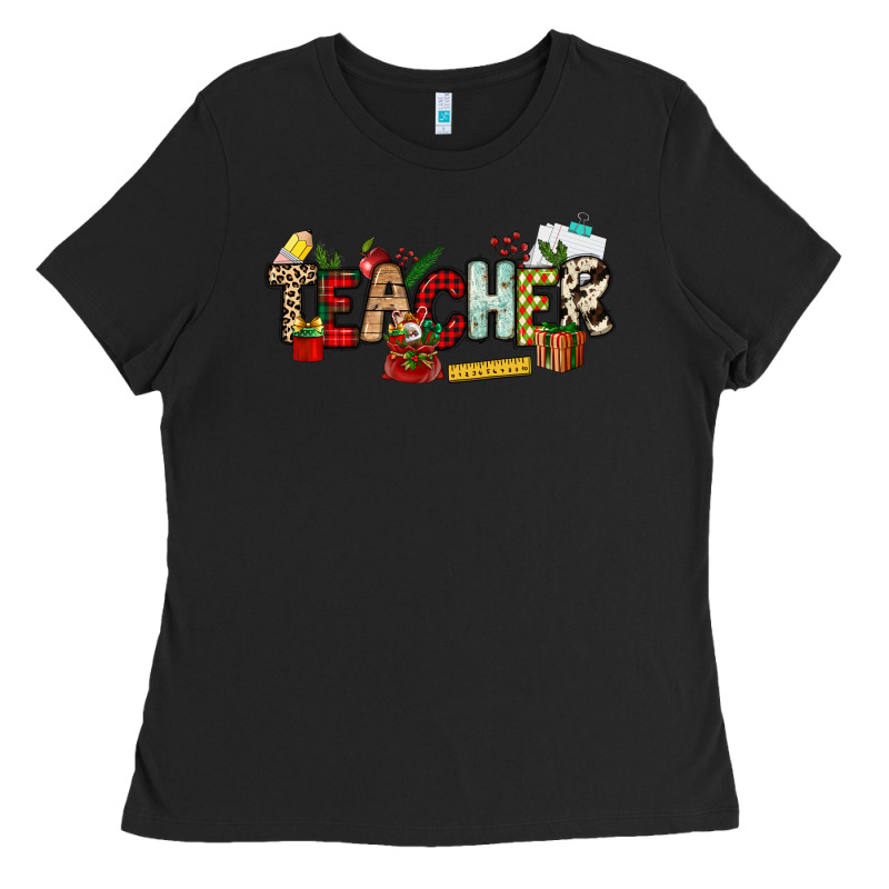 Christmas Teacher Ladies Tee by NancyCooperArtShop | Teevron