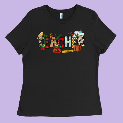 Christmas Teacher Ladies Tee Designed By Nancycooperartshop