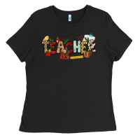 Black Christmas Teacher Ladies Tee - NancyCooperArtShop