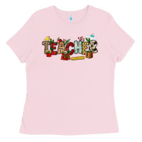 Bubblegum Pink Christmas Teacher Ladies Tee - NancyCooperArtShop