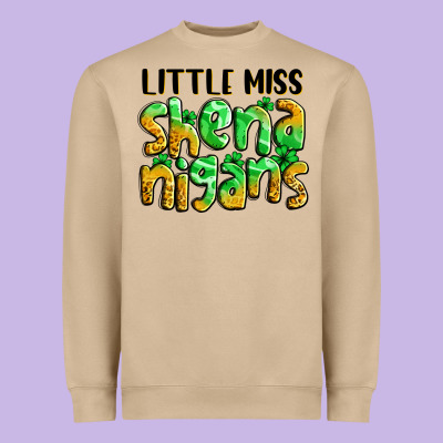 Little Miss Shenanigans St. Patrick's Heavyweight Sweatshirt Designed By Lillyallendesigns