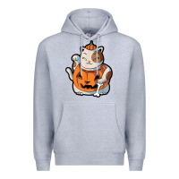 Heather Grey cute kawaii maneki neko cat halloween pumpkin costume boys Premium Hoodie - trangStudio