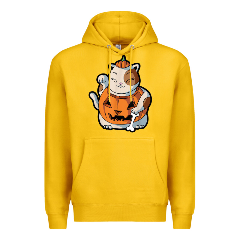 Cute Kawaii Maneki Neko Cat Halloween Pumpkin Costume Boys Premium Hoodie by trangStudio | Teevron