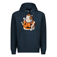 Navy cute kawaii maneki neko cat halloween pumpkin costume boys Premium Hoodie - trangStudio