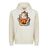 Oatmeal Heather cute kawaii maneki neko cat halloween pumpkin costume boys Premium Hoodie - trangStudio