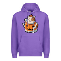 Purple cute kawaii maneki neko cat halloween pumpkin costume boys Premium Hoodie - trangStudio