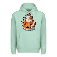 Seafoam cute kawaii maneki neko cat halloween pumpkin costume boys Premium Hoodie - trangStudio