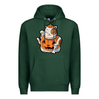 Sports Green cute kawaii maneki neko cat halloween pumpkin costume boys Premium Hoodie - trangStudio