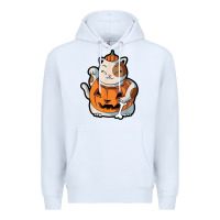 White cute kawaii maneki neko cat halloween pumpkin costume boys Premium Hoodie - trangStudio