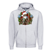 Heather Grey Santa skeleton christmas Zipper Hoodie - Artiststas