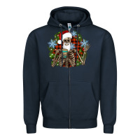 Navy Santa skeleton christmas Zipper Hoodie - Artiststas