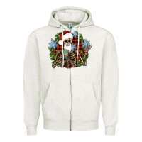 Oatmeal Heather Santa skeleton christmas Zipper Hoodie - Artiststas
