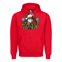 Red Santa skeleton christmas Zipper Hoodie - Artiststas