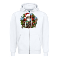 White Santa skeleton christmas Zipper Hoodie - Artiststas