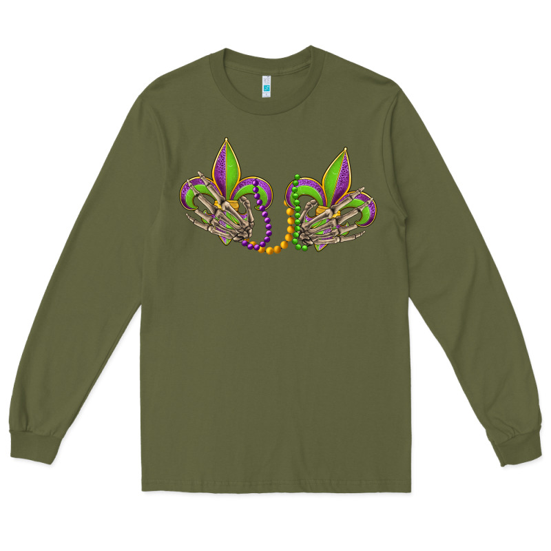 Skeleton Hands Mardi Gras Long Sleeve Tee by OliviaCreatesArt | Teevron