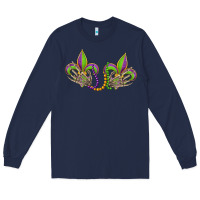 Navy skeleton hands mardi gras Long Sleeve Tee - OliviaCreatesArt