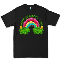 Black Happy St. Patrick's Day Rainbow And Shamrock Premium Tee - RanaPortraitStore