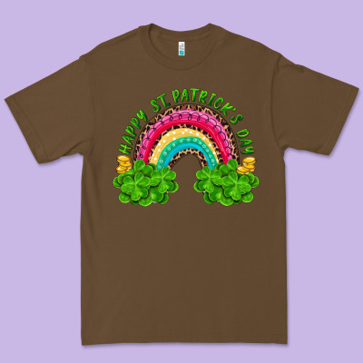 Happy St. Patrick's Day Rainbow And Shamrock Premium Tee Designed By Ranaportraitstore