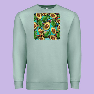 Avacado With Turquoise And Leopard Background Mug Coaster Premium Sweatshirt Designed By Barkaloodesign