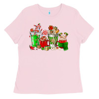 Bubblegum Pink Christmas coffee cup Ladies Tee - NancyCooperArtShop