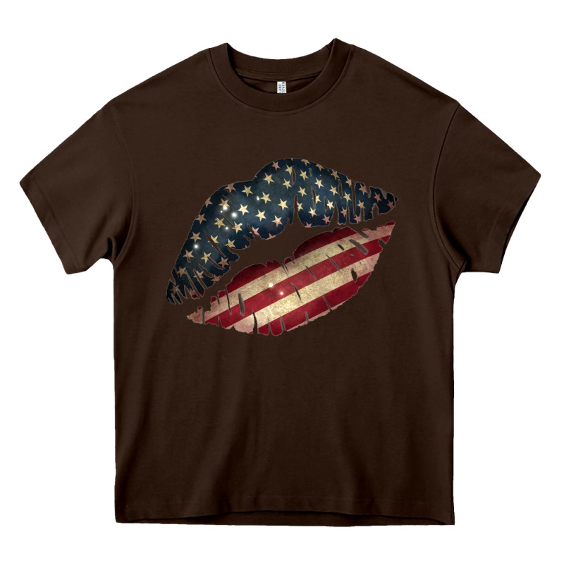 Vintage American Flag Lips Heavy Core Tee by Bettercallsaul | Teevron