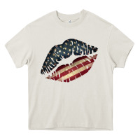Cream Vintage American Flag Lips Heavy Core Tee - Bettercallsaul