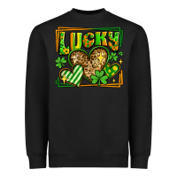 Black lucky st patricks day hearts Heavyweight Sweatshirt - LillyAllenDesigns