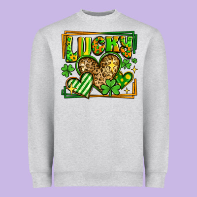Lucky St Patricks Day Hearts Heavyweight Sweatshirt Designed By Lillyallendesigns