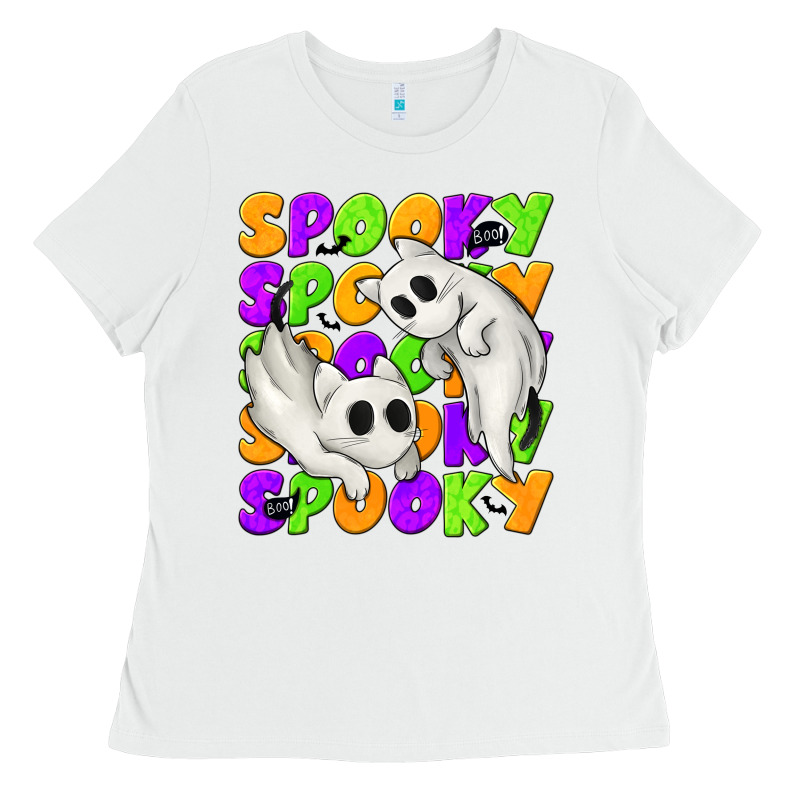 Spooky With Ghost Cats Ladies Tee by texasbilliewilder | Teevron