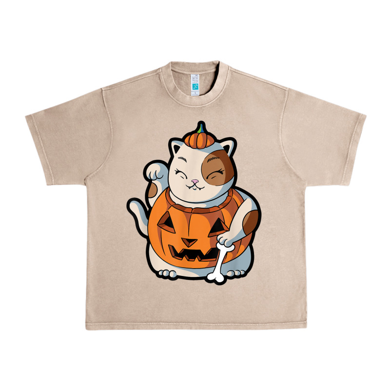 Cute Kawaii Maneki Neko Cat Halloween Pumpkin Costume Boys Urban Heavy Tee by trangStudio | Teevron