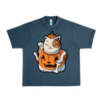 Midnight Navy cute kawaii maneki neko cat halloween pumpkin costume boys Urban Heavy Tee - trangStudio