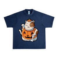 Navy cute kawaii maneki neko cat halloween pumpkin costume boys Urban Heavy Tee - trangStudio