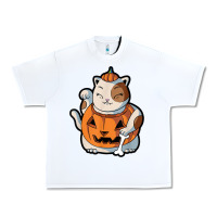 White cute kawaii maneki neko cat halloween pumpkin costume boys Urban Heavy Tee - trangStudio
