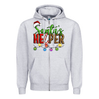 Heather Grey santa's helper christmas Zipper Hoodie - Artiststas