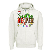 Oatmeal Heather santa's helper christmas Zipper Hoodie - Artiststas