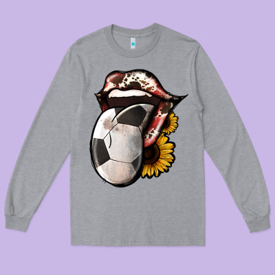 Soccer Tongue Long Sleeve Tee Designed By Jasminsmagicworld