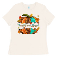 Bone pumpkin thankful and blessed Ladies Tee - NancyCooperArtShop