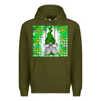 Army Green St. Patricks Day Gnome Premium Hoodie - CowhideDigitalArt