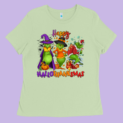 Happy Hallothanksmas Ladies Tee Designed By Nancycooperartshop